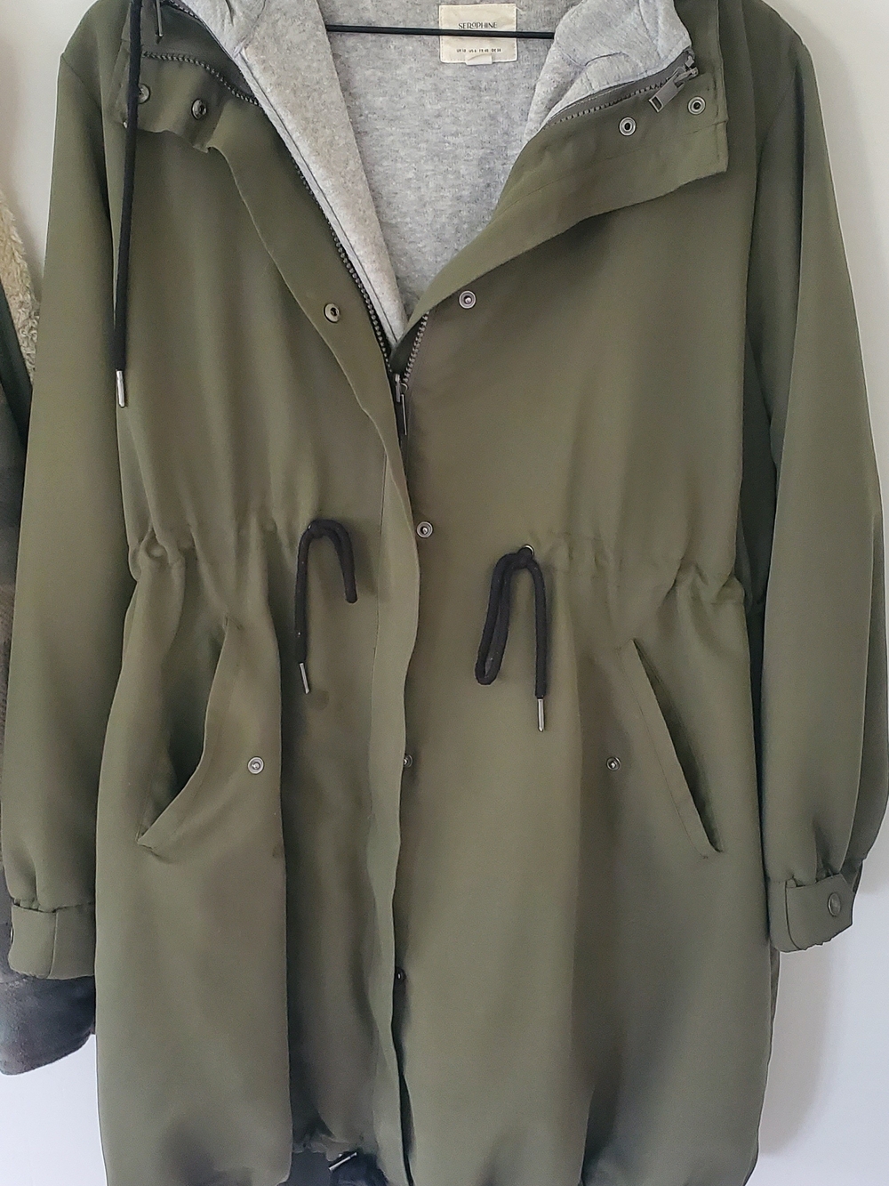 Seraphine 3 In 1 Maternity/baby Wearing Olive Green Utility Parka with Hood